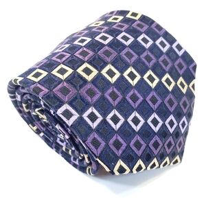 Stefano Conti Necktie Purple Geometric Pattern Men's Silk Neck Tie Jacquard